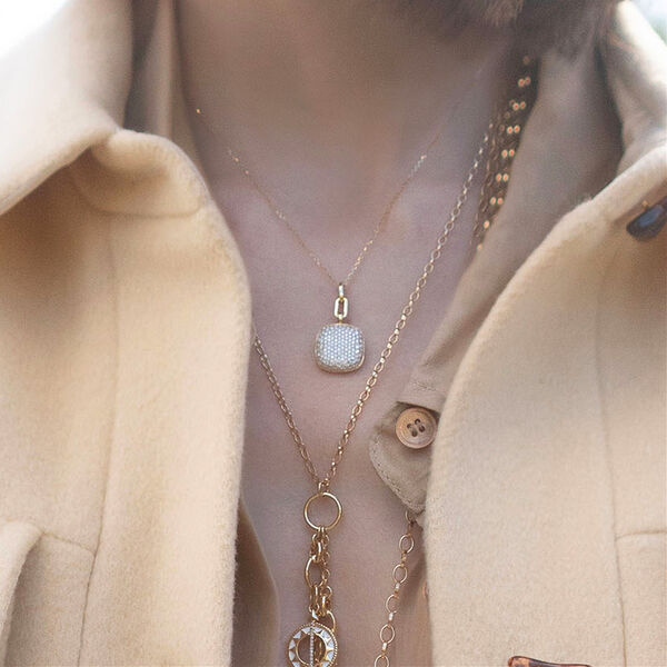 Slim Lockets Rae Yellow Gold and Diamond Pav&eacute; Infinity Pendant